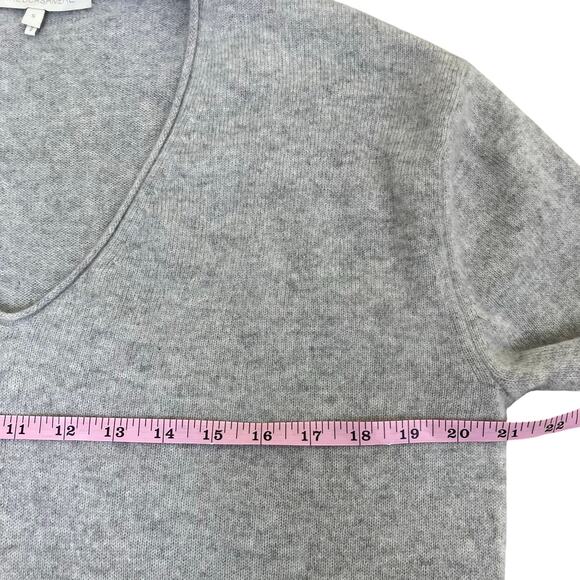 NakedCashmere Sz S Rolled V-neck Relaxed Sweater Heather Gray 100% Cashmere - Picture 9 of 16